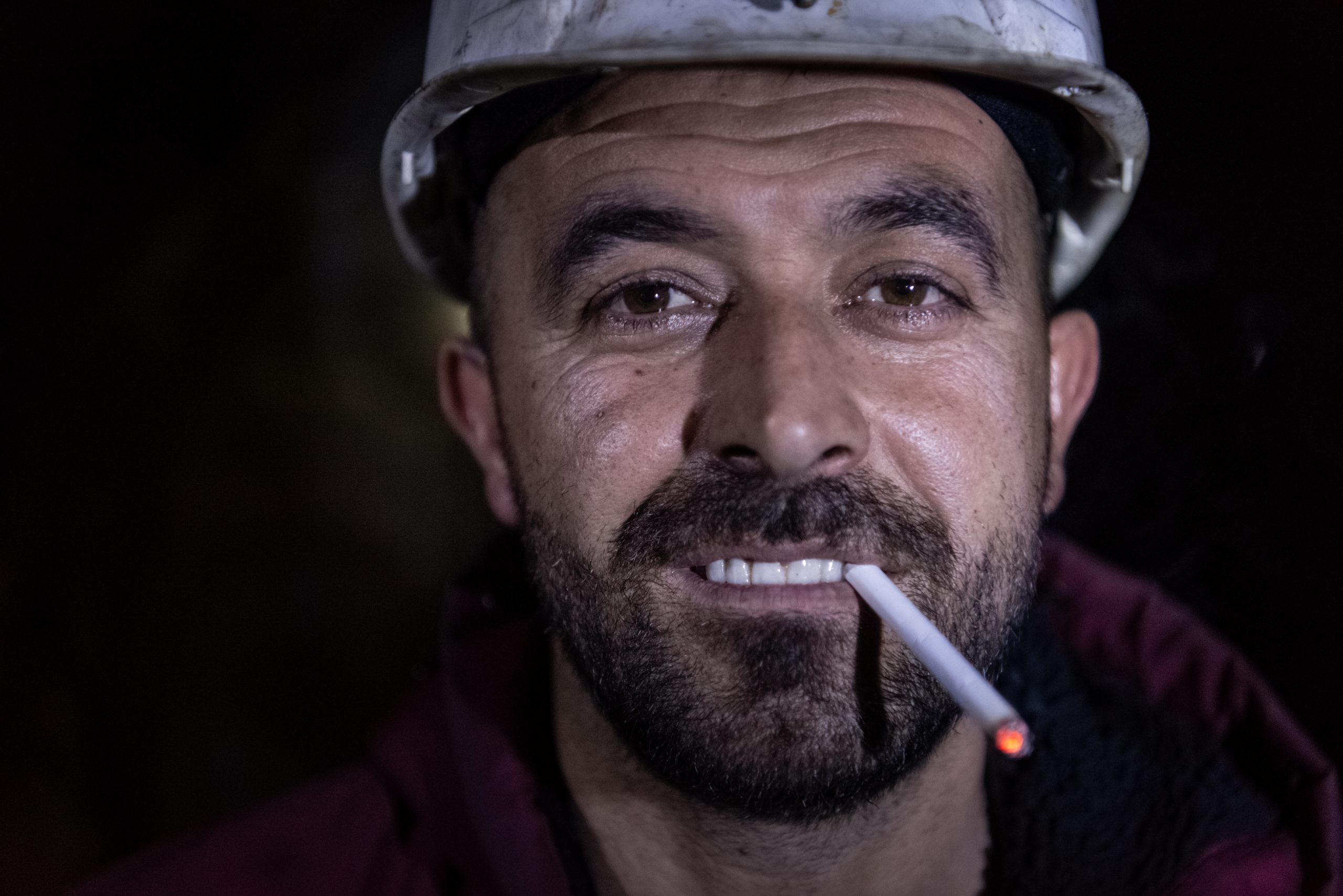 39-year-old Dritan Sadiku, a Trepça miner, at work on the 10th underground level of the Trepça mining facilities in Stan Terg.