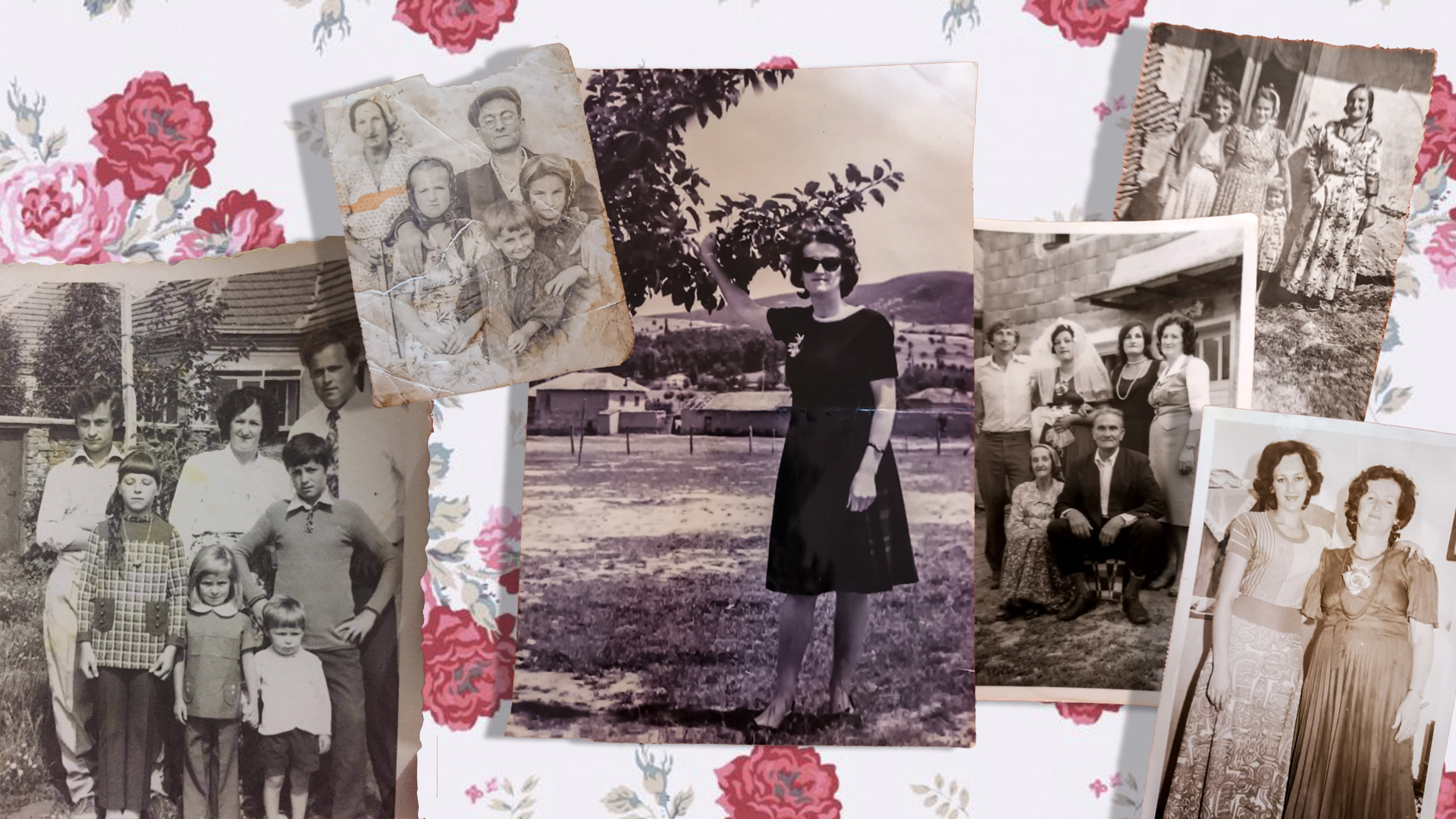 A collage of five old photographs.