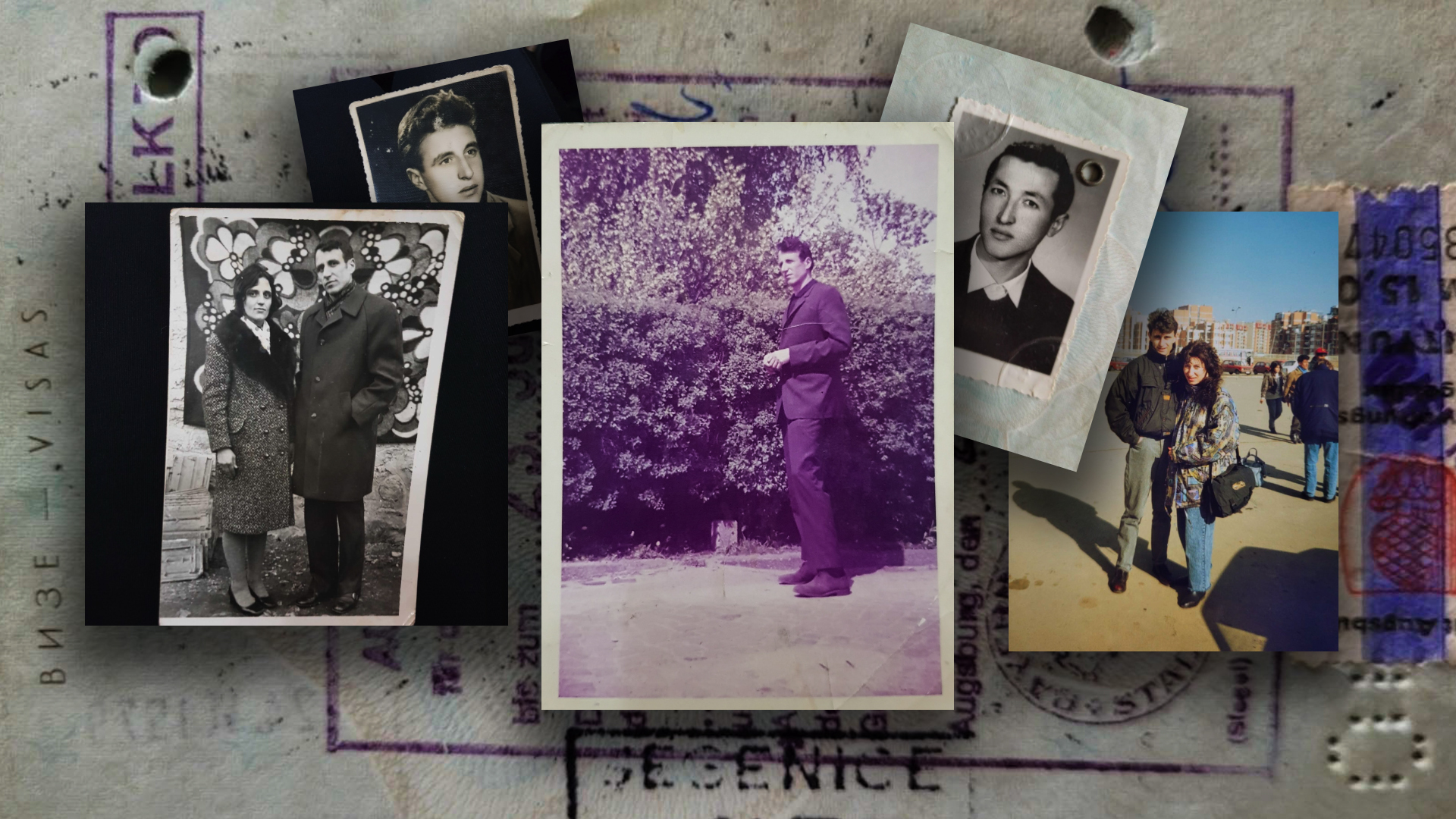 A collage of five old photographs.