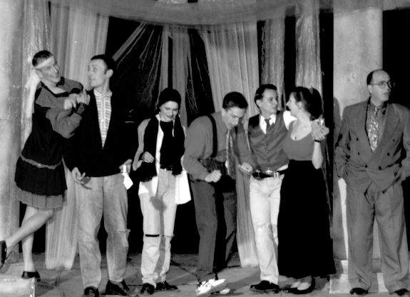 Snippets from performances at Dodona Theater, widely recognized as the "theater of resistance" during the 1990s. Dodona Theater served as a vital cultural space for Albanian-language plays amid political repression. Photo courtesy of Shkëlzen Maliqi and Jeton Neziraj.